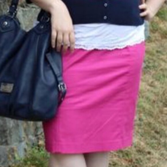 NEW NWT LANE BRYANT Plus Size Solid Bright Pink Ponte Knit Straight Pencil Skirt - Picture 1 of 13
